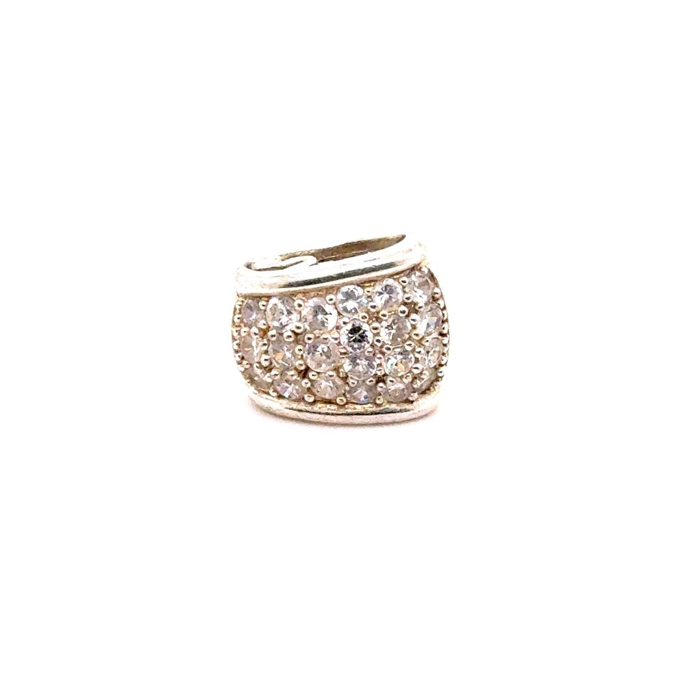 Sterling Silver Pave Cubic Zirconia Filigree Slide Pendant 4.2g